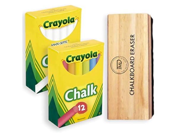 Chalk - 12 Pack Chalkboard Chalk With 4 Chalk Holder - 12 Colored Chalk,  Non Toxic Chalk for Chalkboard, Thin Kids Chalk Great for School, Office