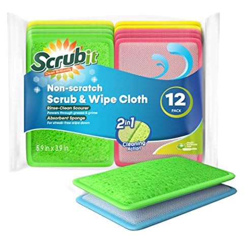  SCRUBIT Reusable Cleaning Wipes, Handy Wipes for Kitchen and  Office - Dish Cloths for Washing Dishes - Multi Purpose Disposable Cleaning  Towels (12 x 20 in) 72 Pack (Green) : Health & Household