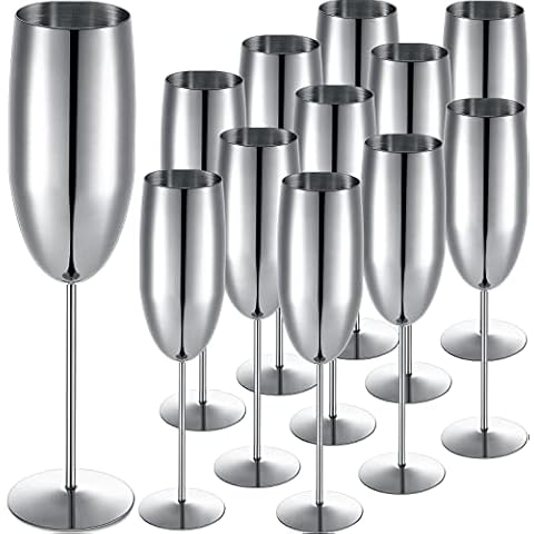 Stainless Steel Unbreakable 8 oz Stemmed Champagne Glasses (Set of 4)  Premium Quality-Reusable Indoor & Outdoor Drinkware - Keeps Drink Cool  Longer- Unique Part