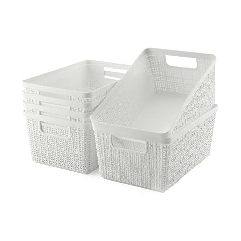 Idomy 6-Pack Plastic Storage Baskets/Bins, Rectangle