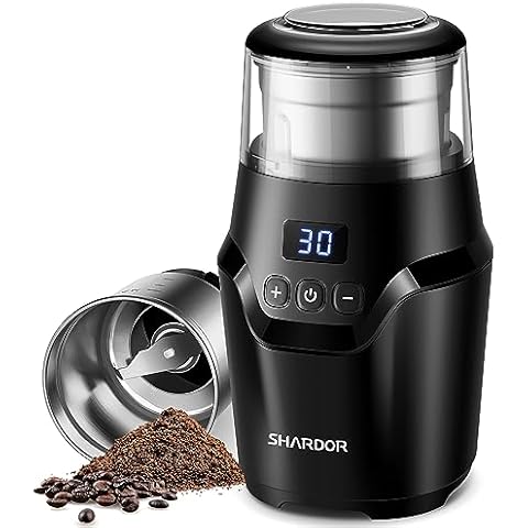 SHARDOR Coffee Grinder Electric Herb/Wet Grinder for Spices and Seeds with  2 Removable Stainless Steel Bowls, Silver