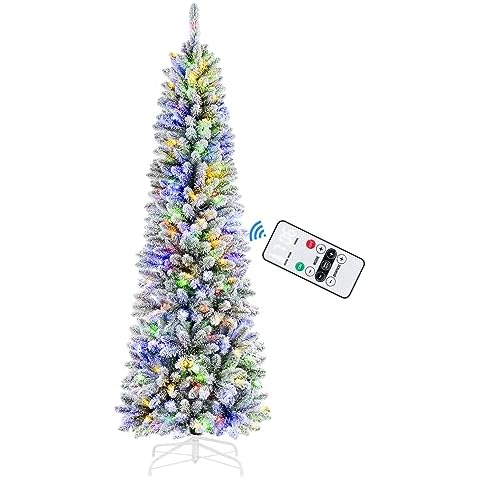 SHareconn 6ft Prelit Premium Artificial Hinged Christmas Tree with Remote  Control,Timer, and 330 Warm White & Color LED Changing Lights, 952 Branch