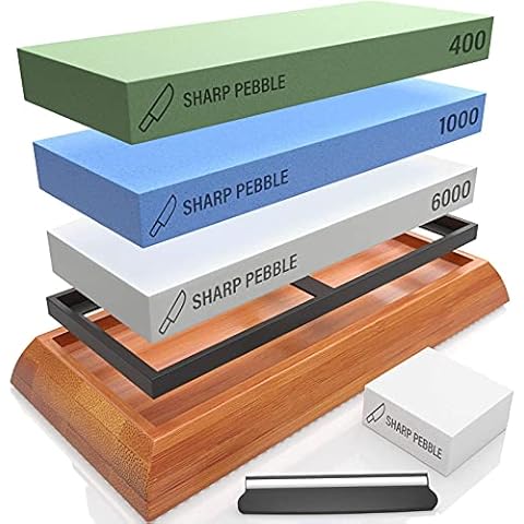 Sharp Pebble Premium Wood Carving Tools & Gouge Sharpening Stones- Two  Multi Groove Whetstones with Grit 400 and 1000