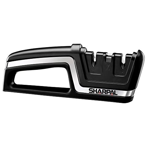 SHARPAL 191H Pocket Kitchen Chef Knife Scissors Sharpener for Straight &  Serrated Knives, 3-Stage Knife Sharpening Tool Helps Repair and Restore