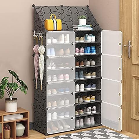 YITAHOME Shoe Cabinet with Doors, 5-Tier Shoe Storage Cabinet with Open  Shelves, Large Capacity Wooden Shoes Rack Organizer with Pine Wood Legs for