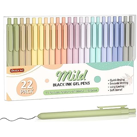 Shuttle Art Black Gel Pens, 70 Pack Retractable Medium Point Rollerball Gel Ink Pens Smooth Writing with Comfortable Grip for Office School Home Work