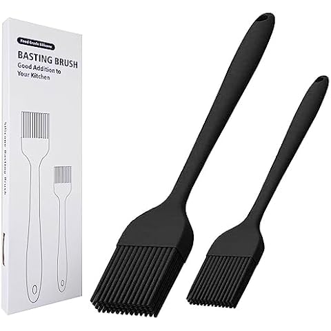 GRILLHOGS 2 Piece Silicone Sauce Basting Brush, Premium Stainless