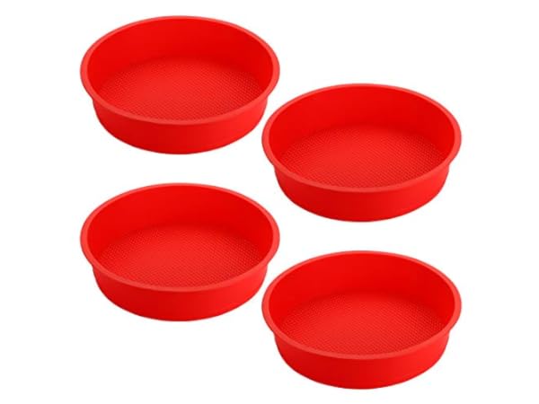 SILIVO 8 inch Round Cake Pans - Set of 3 Silicone Molds for Baking