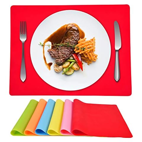 Silicone Heat Resistant Placemats  6pc Silicone Placemat, 15.7 x 11.