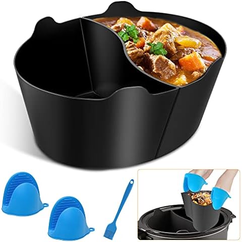 OUTXE 3 Pack Silicone Slow Cooker Liners, Reusable Fit 6-8 Quarts Crockpot