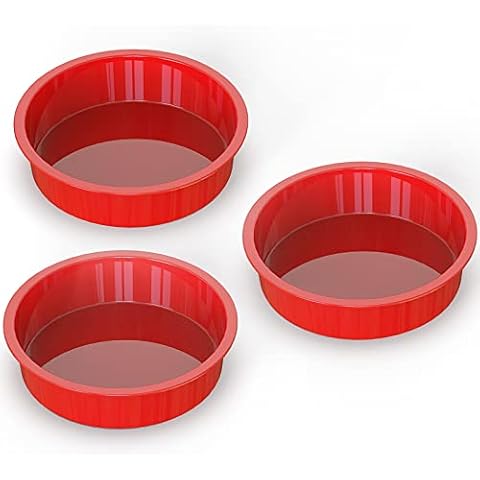 BAKER DEPOT Set of 4 Silicone Mould for Baking Nonstick Layer Cakes Bakeware  Round Cake Pans Chocolate Rainbow Cake for Birthday Wedding Party 4 6 8 10  Inch