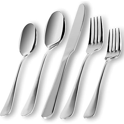 Silverware Set for 8, Briout 40 Piece Flatware Cutlery Set Stainless Steel  Luxury Square Tableware Thick Knife Fork Spoon for Home Kitchen Restaurant