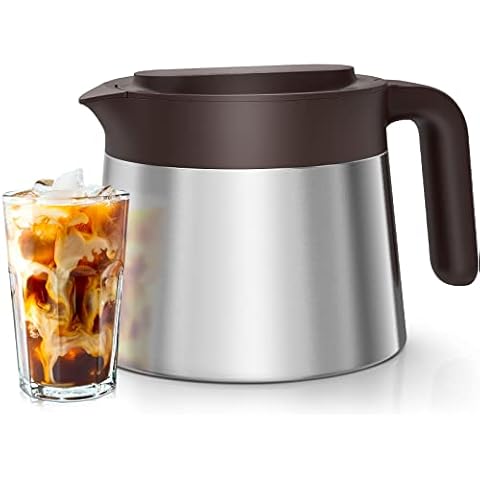 Le'raze 1 Gallon Cold Brew Coffee Maker - 3rd Generation Fine Mesh Filter - Stainless Steel Spigot - Extra Thick Large Glass Mason Jar Drink Dispenser