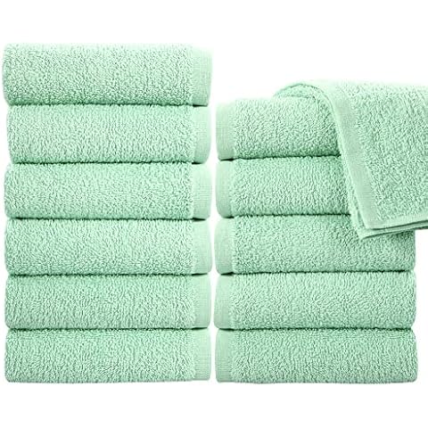 Ample Decor 100% Cotton Hand Towel for Kitchen Set of 2 Mint Green,  Absorbent Premium Quality, Oeko TEX Certified, for Bathroom, Hotel, Spa,  Gym