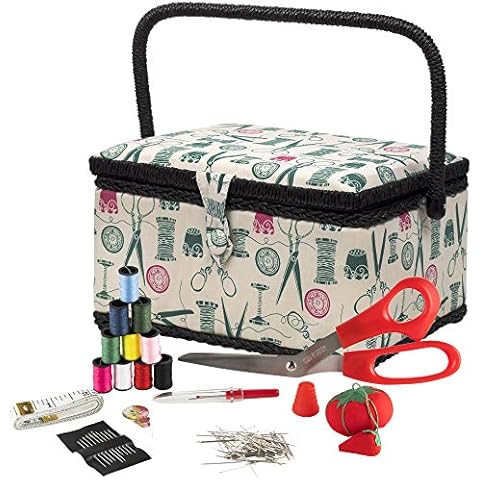 COMFECTO Basic Sewing Basket with complete Sewing Kit