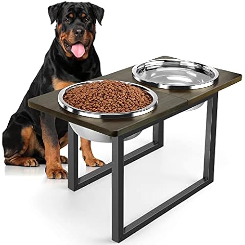 Elevated Dog Bowls, Height Adjustable Raised Pet Bowl Stand with 1  Stainless Steel 1.5L Food&Water Bowl & Slow Feeder, Non-Slip Dog Dish  Adjusts to