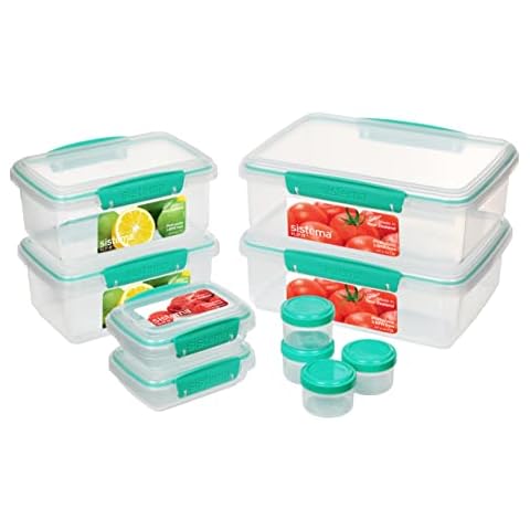 Sistema Large Food Storage Container with Lid for Lunch, Meal Prep, and  Leftovers, Dishwasher Safe, 236oz, Clear/Blue