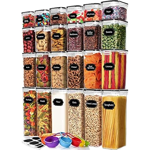 Cereal Container Set, MCIRCO Airtight Food Storage Containers ((4L  /135.2oz) Set of 6, BPA Free Cereal Dispensers with Measuring Tools
