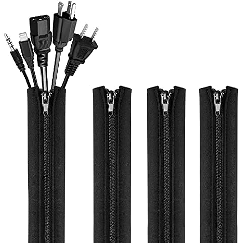 Skycase Cable Sleeves,[4 Pack] Flexible Cable Management  Sleeves,[Waterproof][Buckles Design] 19.5 inch Wire Cover Cord Organizer  System with Zipper for TV,Computer,Office,Home Entertainment,Black 