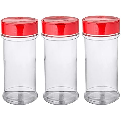 16 Pack 7oz Clear Plastic Spice Jars Storage Bottle Containers,Seasoning  Containers Bottles with Black Cap,Perfect for Storing Spice,Herbs and