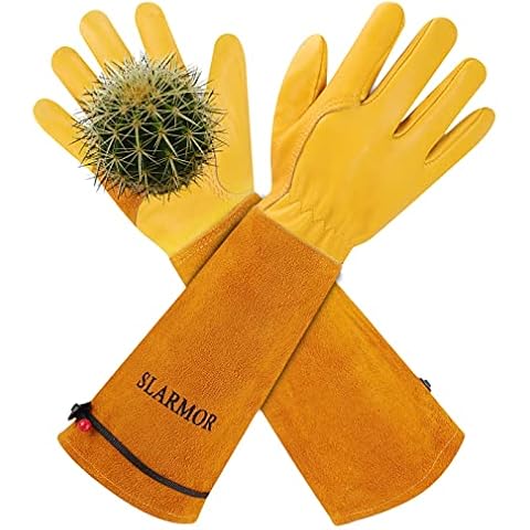 23.6 Inch Long Sleeves Leather Welding Gloves, Heat Resistant Stove Fire And Barbecue Gloves, Puncture Resistant Gloves for Garden and Animal