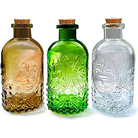 6 Pack Empty Clear Frosted Glass Wine Bottles for Decorations,  Centerpieces, DIY Crafts (750ml, 12.75 In)