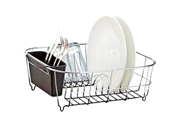 1Easylife Dish Drying Rack with Anti Rust Frame, Small Dish Drainer Rack  for Kitchen Counter, Sink Dish Rack on Counter with Utensil Holder and  Non-Slip Rubber Feet Rustproof for Organize Storage