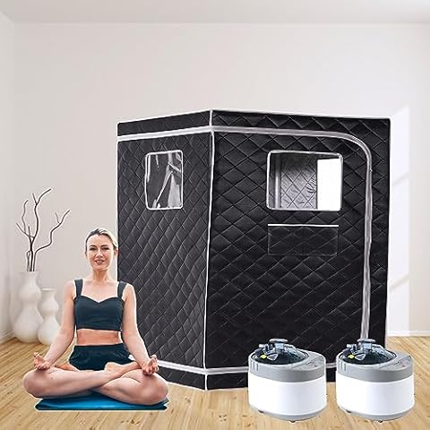 Smartmak Portable Steam Sauna Kit, Include Tent with Hat and 2L Steamer - Black