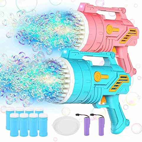  JOYIN 2 Bubble Guns with 2 Bottles Bubble Refill Solution (10  oz Total), Bubble Machine for Toddlers 1-3, Bubble Blaster Party Favors,  Summer Toy, Outdoors Activity, Easter, Birthday Gift : Toys & Games