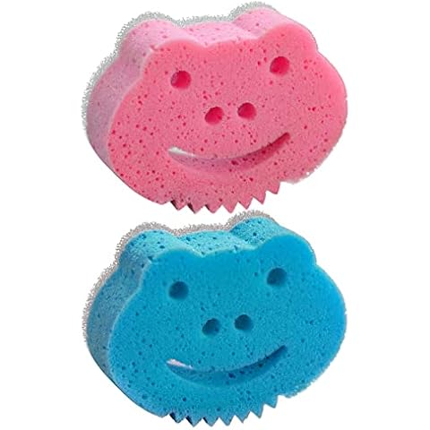 SmilePowo 10 Pack Bear Shape Compressed Sponges,Bulk  Sponges,Multi-Functional, Non-Scratch Cleaning Scrub Sponges with Storage  Container for