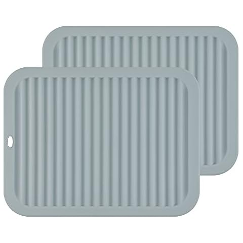 Smithcraft Silicone heat resistant trivet mat set of 4 hot pad for pot  holder counter top protector and spoon rest food grade safe Round 2 +  Square 2 Gray 