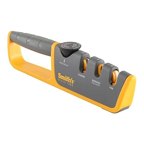 Smith's 50005 Edge Pro Compact Electric Knife Sharpener - Yellow & Grey -  Straight Edge 2 Stage Sharpener - Electric & Manual Sharpening - Blade  Guide