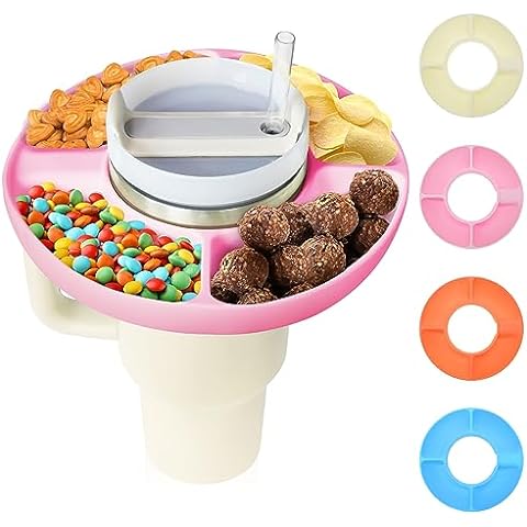 Snack Bowl Cup for Stanley 40 Oz Tumbler with Handle, Reusable Divided Tray  Platter Food Storage Containers with 3 Compartment, Portable Snack Holder  Stanley Cup Accessories for Chip Candy Cracker 