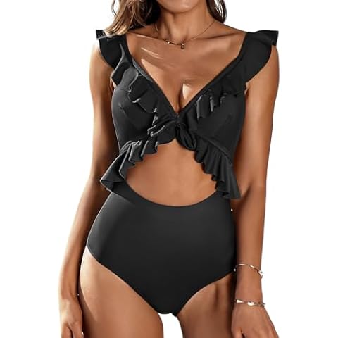 SOCIALA Womens One Piece Swimsuits Tummy Control Ruched Monokini Bathing  Suits