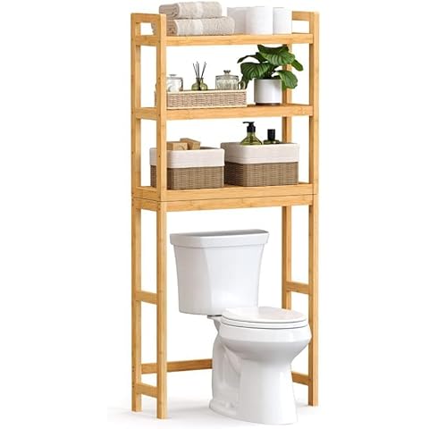 AmazerBath Over The Toilet Storage Shelf, 3-Tier Bathroom Organizer Rack,  Rustic Brown