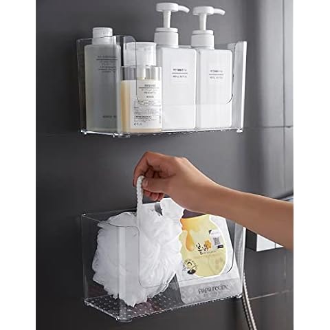OldPAPA Shower Caddy Adhesive Shower Shelf No Drilling Stick on Shower Organizer for Tile Wall Shower Storage Rustproof Bathroom Caddy Wall Mounted for