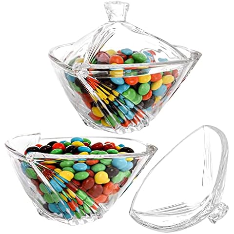 ComSaf Large Glass Candy Dish with Lid Clear Covered Candy Bowl Crystal  Candy