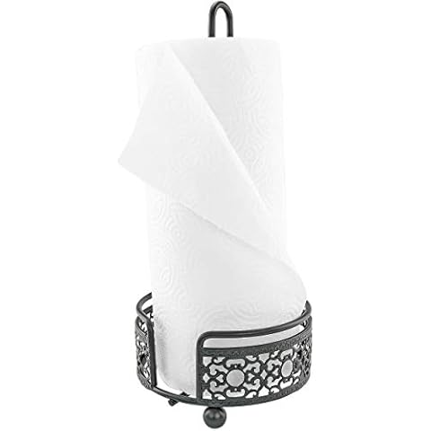 RTZEN Under Cabinet Paper Towel Holder - Wrought Iron Cute Black Farmhouse  Decor Inside Cabinet or Under Counter - Paper Towel Holder for Kitchen or