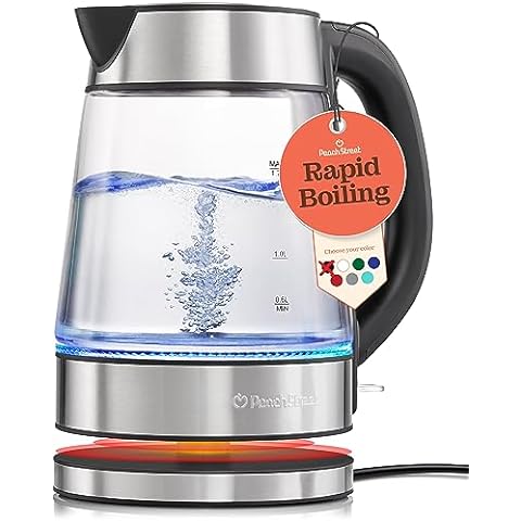 Stariver Electric Kettle Glass Tea Kettle Heater, 2 Liter Large Capacity with LED Light, Auto Shut-Off and Boil-Dry Protection