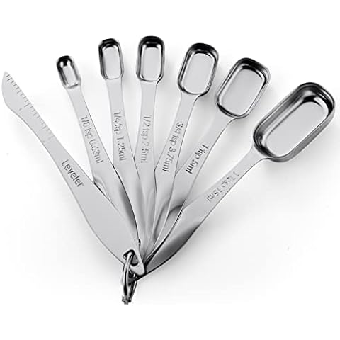 Measuring Cups & Spoons Set, Heavy Duty Metal Measuring Set For Cooking And  Baking, Stainless Steel Measuring Cup And Measuring Spoon, Etched Markings  & Removable Clasp 