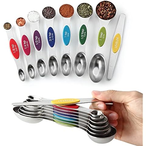 Oval Stainless Steel Metal Measuring Spoons Set, Easy to Read Dual  Measurements for Dry and Liquid Ingredients, Medicine and More, Kitchen  Essentials, Set of 7 