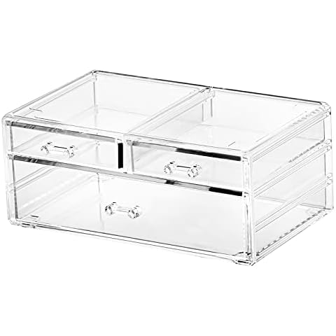 Cq acrylic 2PCS Clear Containers for Organizing 7 Drawers Stackable Dresser  Bathroom Organizers And Storage For Jewelry Hair Accessories Nail Polish