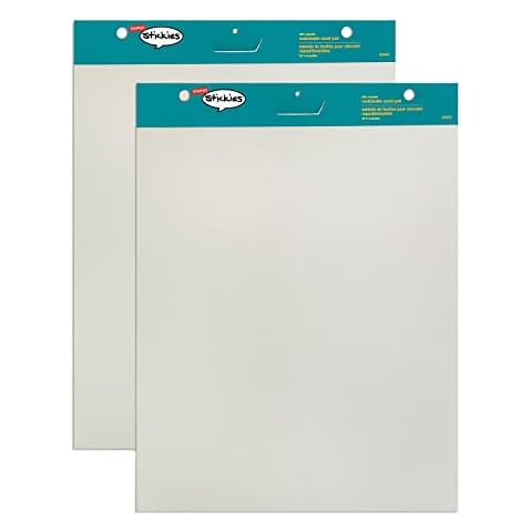 Post-it Easel Pad, 20 in x 23 in, White, 20 Sheets/Pad, 2 Pads/Pk, Mounts  to surfaces with Command Strips included (566)