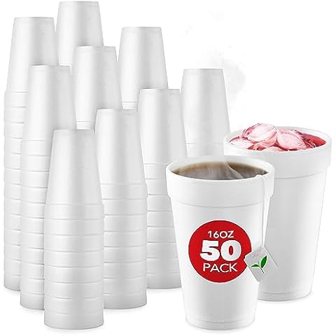 Framo 12 Oz Styrofoam Cups (100 Pack) Lightweight Insulated Foam Cups for  Coffee