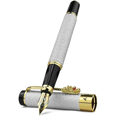 Luxury Fountain Pens, 0.5mm Medium Nib, Metal Calligraphy Fountain Pens  Smooth Writing Drawing Journal Executive Business Pens Classy Gift for Men  Women, School, Office, Business, Professionals Channewer Stationery (Pack  of 1)