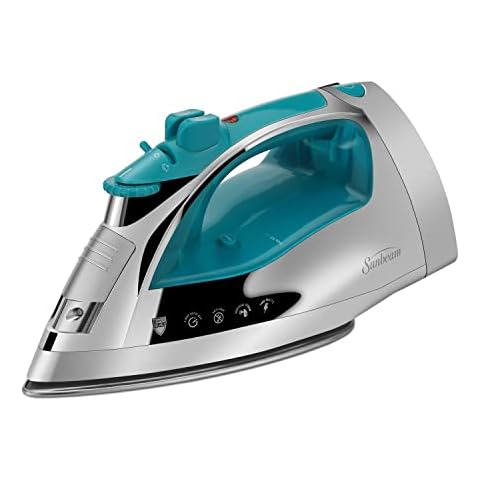 Sunbeam 1700W Steam Iron, 8' Retractable Cord, Variable Temperature Select,  Non-Stick Soleplate, Dual Spray Mist, Horizontal or Vertical Shot of Steam