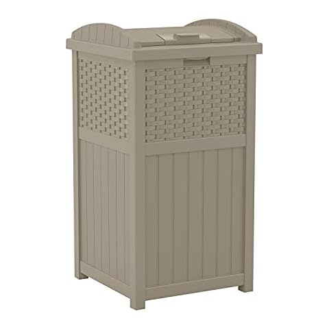 Keter Pacific 30-Gallon Outdoor Large Waste Basket Trash Can With Lid &  Reviews