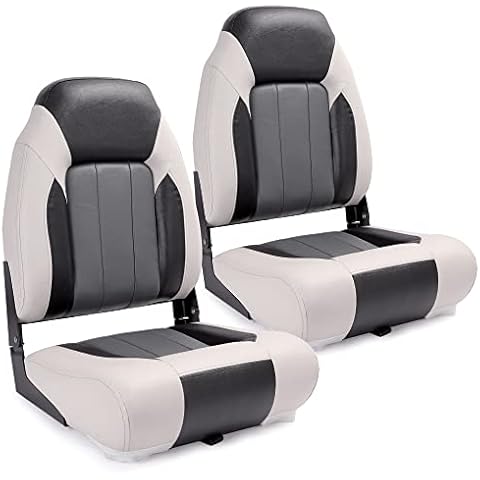 PEXMOR Boat Seats Low/High Back, Folding Boat Seats 2 Pack Stainless Steel  Screws Included, Fold-Down Fishing Boat Seats Waterproof Captain Boat Seat