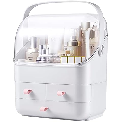 SUNFICON Makeup Tray Holder Organizer Cosmetic Display Case Tabletop  Desktop Vanity Countertop Bathroom Wall Cabinet Medicine Storage Box 9  Dividers 2