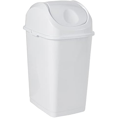 Superio 9 Gallon Plastic Trash Can with Swing Top Lid, Waste Bin for Under  Desk, Office, Bedroom, Bathroom- 37 Qt White